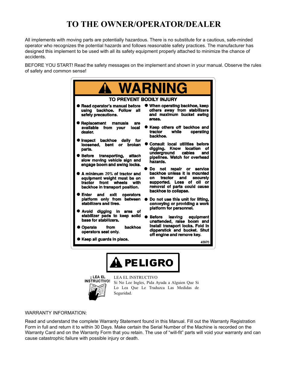 To the owner/operator/dealer | Servis-Rhino 60C User Manual | Page 2 / 50