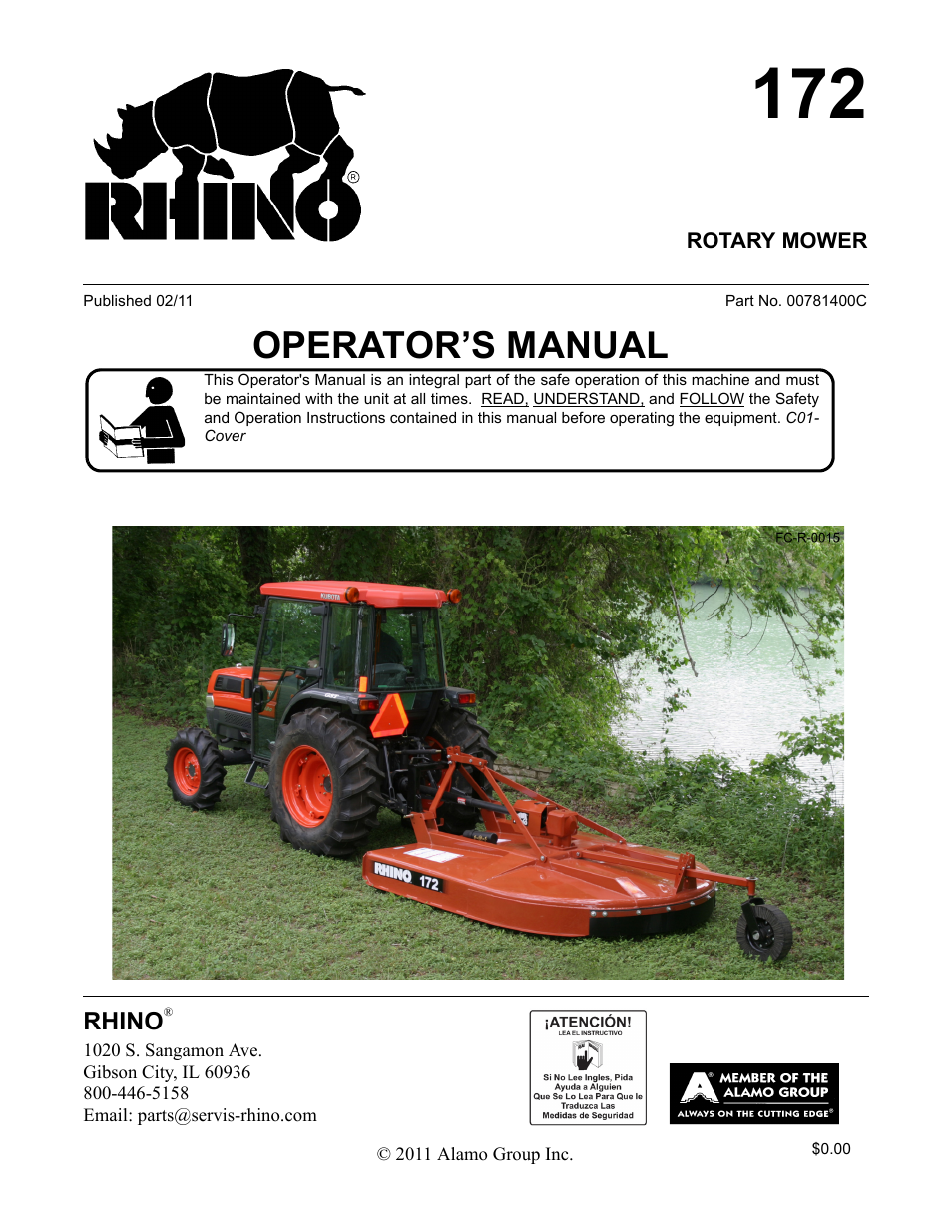 Servis-Rhino 00781400C User Manual | 180 pages