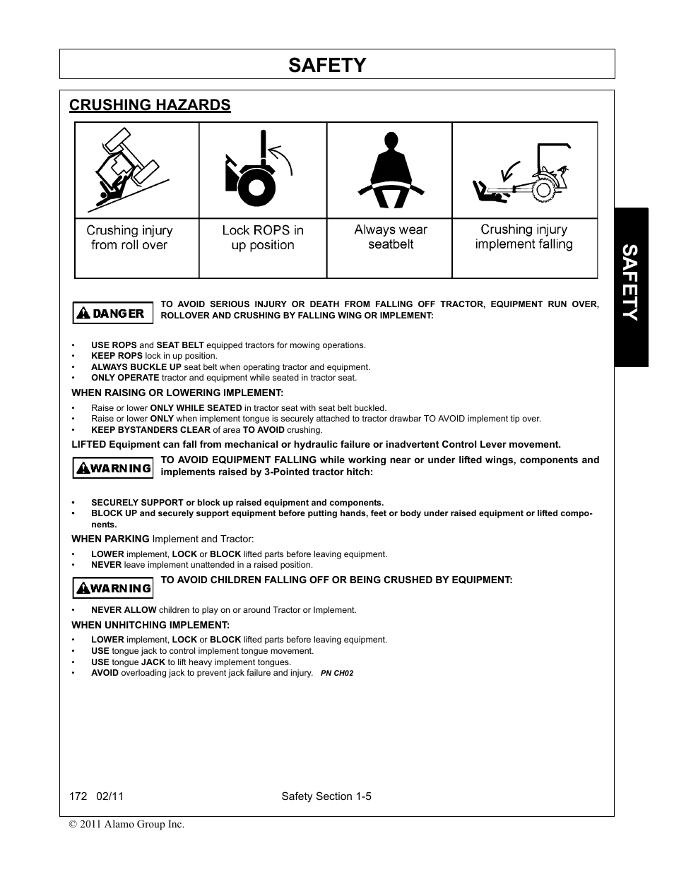 Crushing hazards, Crushing hazards -5, Safety | Servis-Rhino 00781400C User Manual | Page 15 / 180
