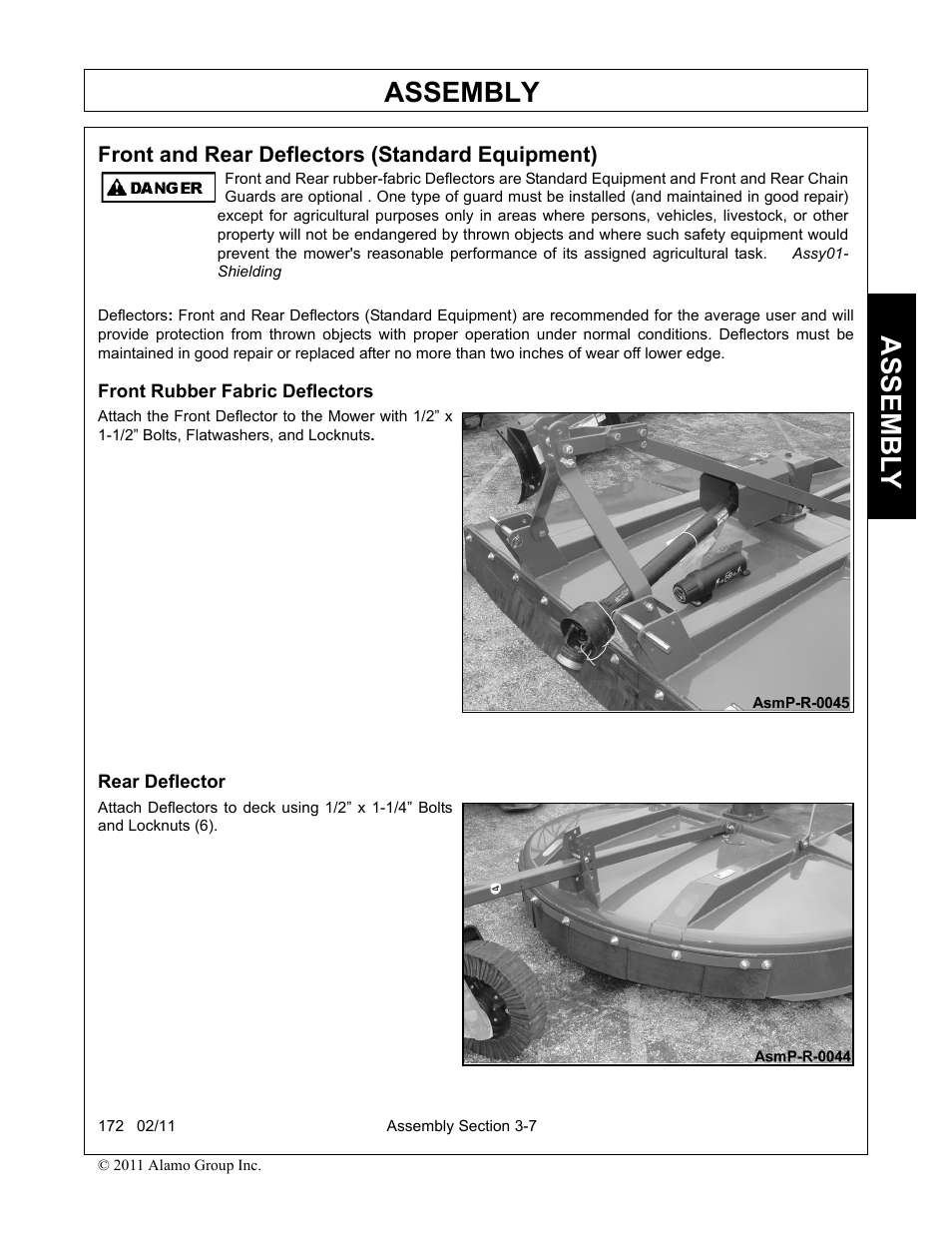 Front and rear deflectors (standard equipment), Front rubber fabric deflectors, Rear deflector | Assembly, Assembl y | Servis-Rhino 00781400C User Manual | Page 99 / 180