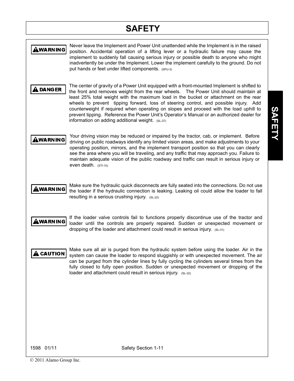 Safety | Servis-Rhino 1598 User Manual | Page 15 / 108