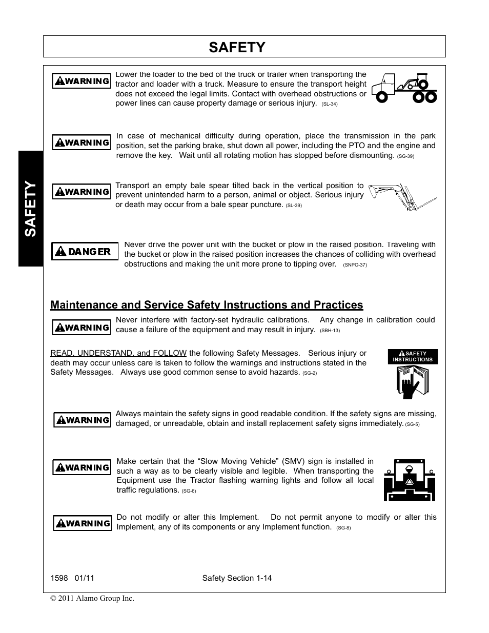 Safety | Servis-Rhino 1598 User Manual | Page 18 / 108