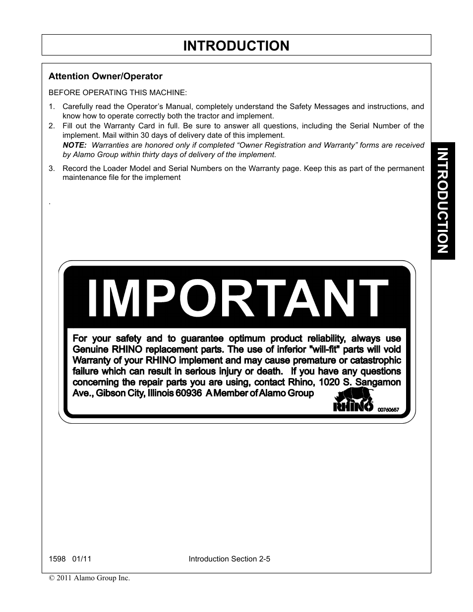 Introduction | Servis-Rhino 1598 User Manual | Page 33 / 108