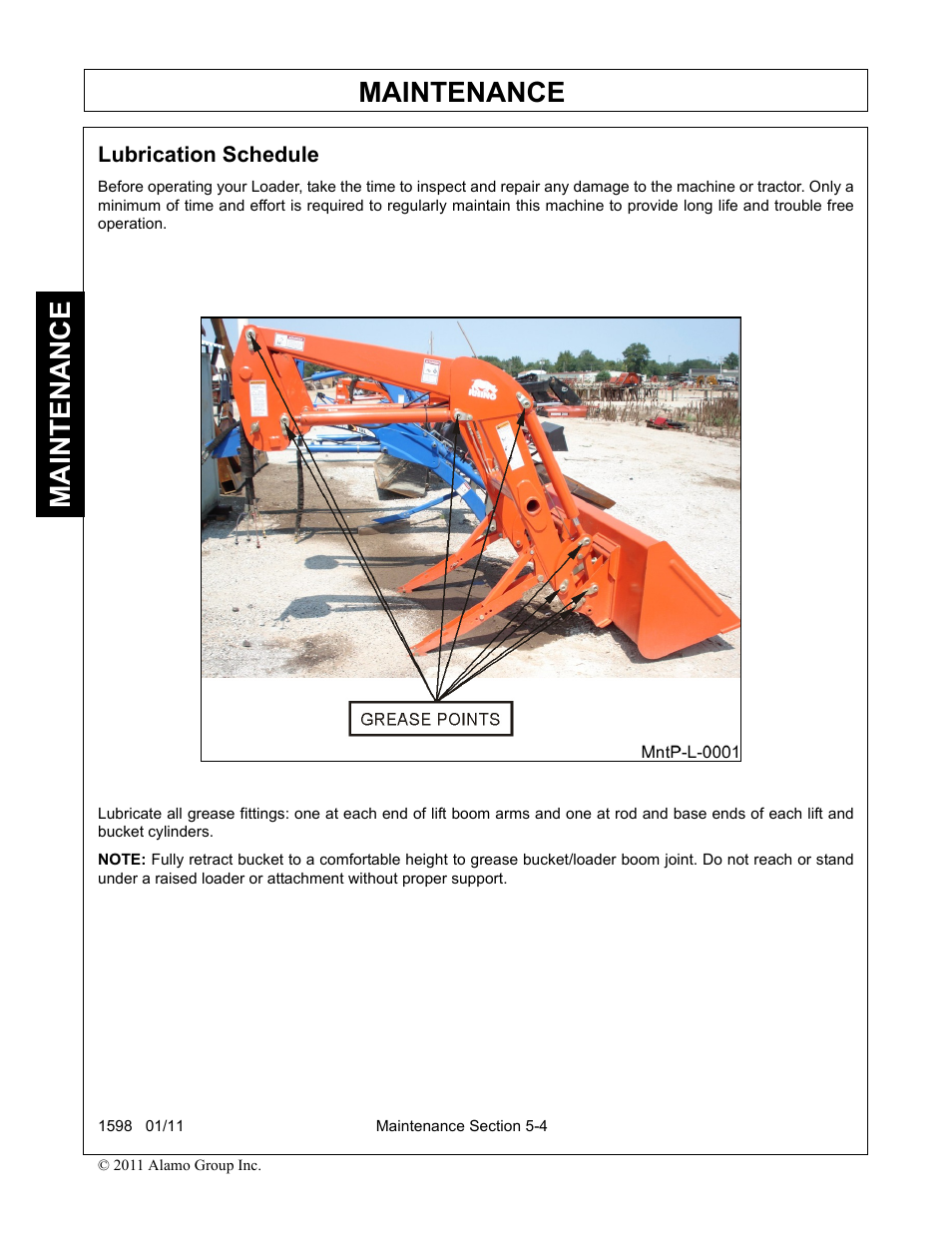 Lubrication schedule, Lubrication schedule -4, Maintenance | Servis-Rhino 1598 User Manual | Page 98 / 108