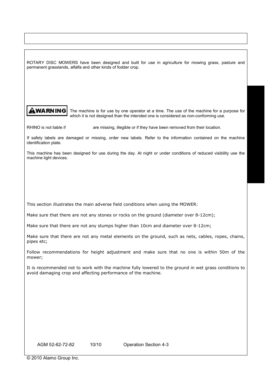 Operation, Oper a t io n | Servis-Rhino RHINO AGM72 User Manual | Page 113 / 186