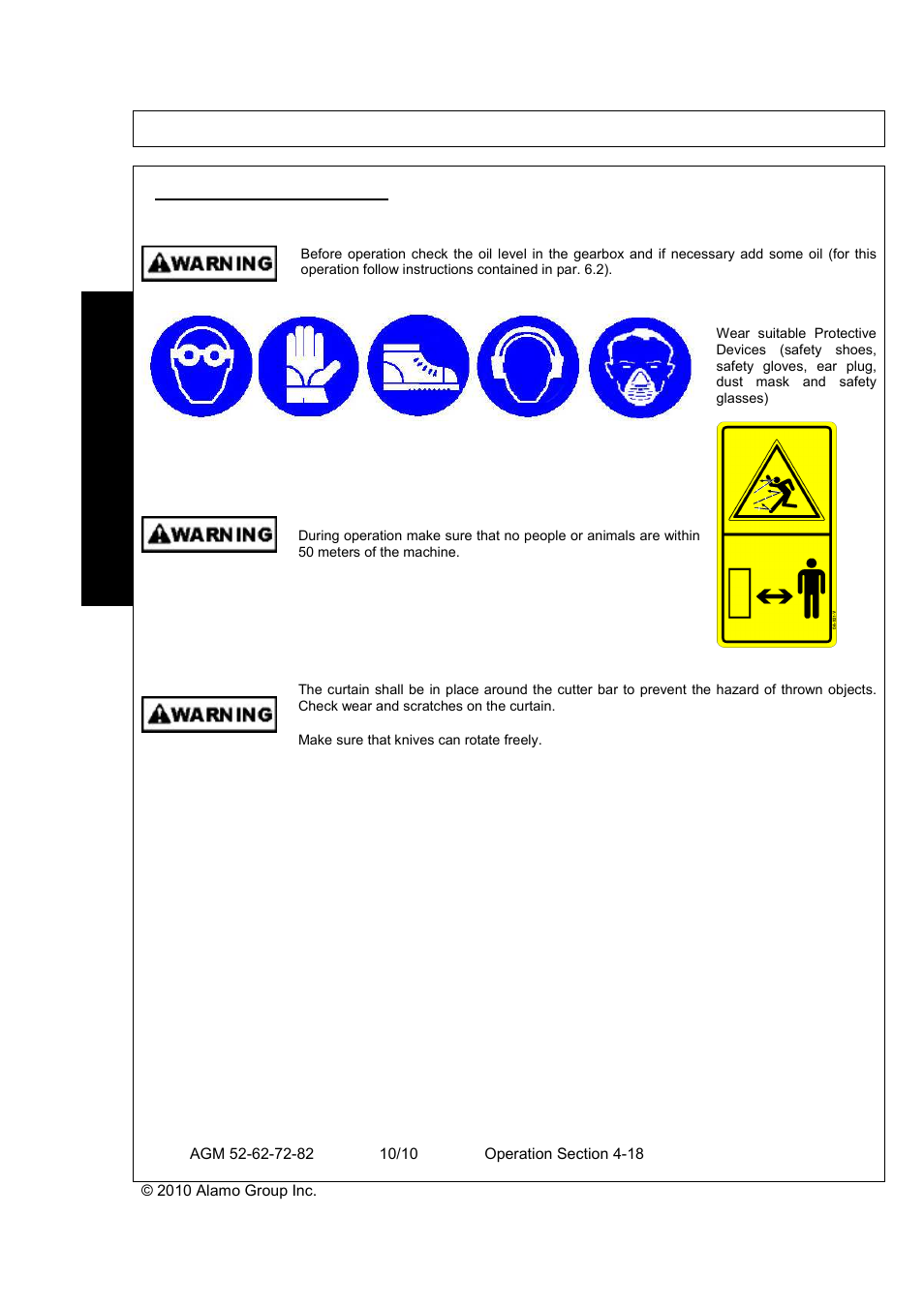 Perating, Nstructions, Operation | Oper a t io n, Operating instructions | Servis-Rhino RHINO AGM72 User Manual | Page 128 / 186