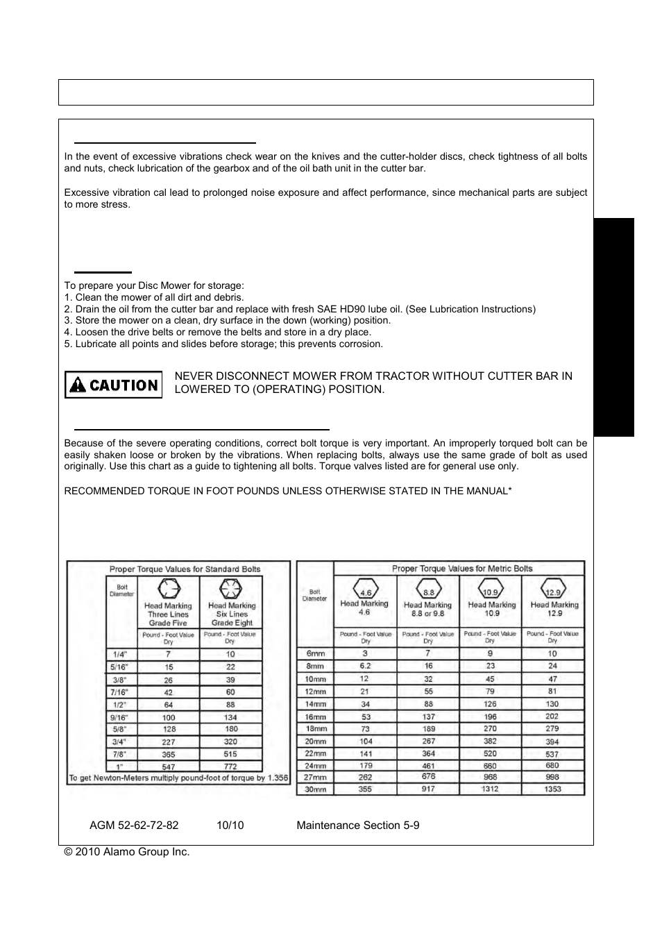 Urther, Roubleshooting, Torage | Roper, Orque, Hart for, Asteners, Maintenance, Further troubleshooting, Storage | Servis-Rhino RHINO AGM72 User Manual | Page 165 / 186