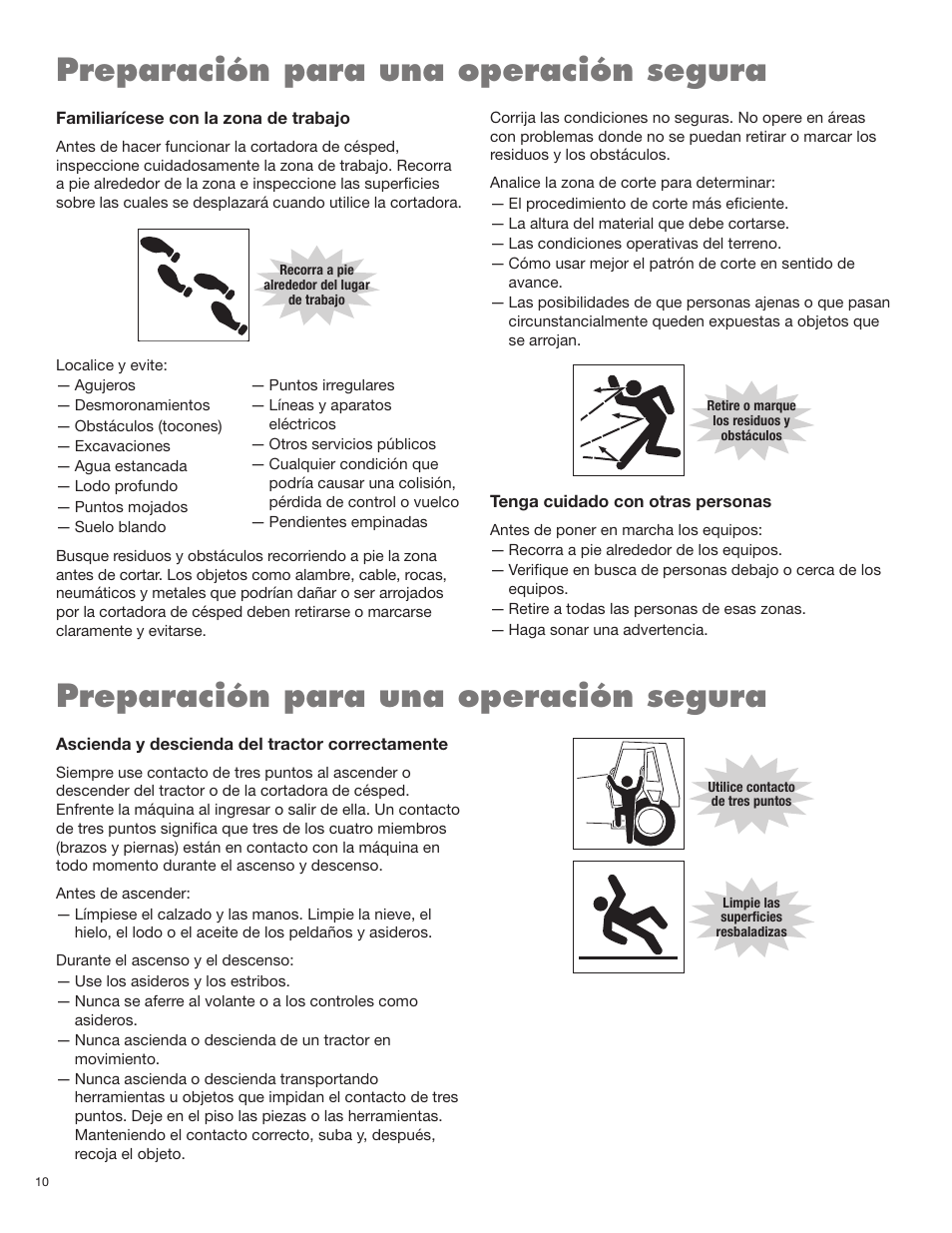 Preparación para una operación segura | Servis-Rhino RHINO AGM72 User Manual | Page 70 / 186