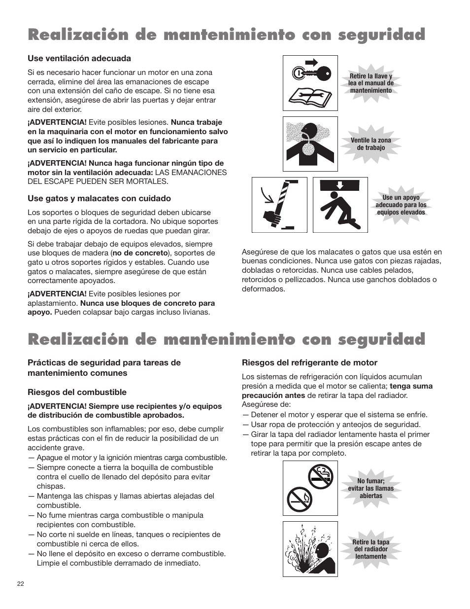 Realización de mantenimiento con seguridad | Servis-Rhino RHINO AGM72 User Manual | Page 82 / 186