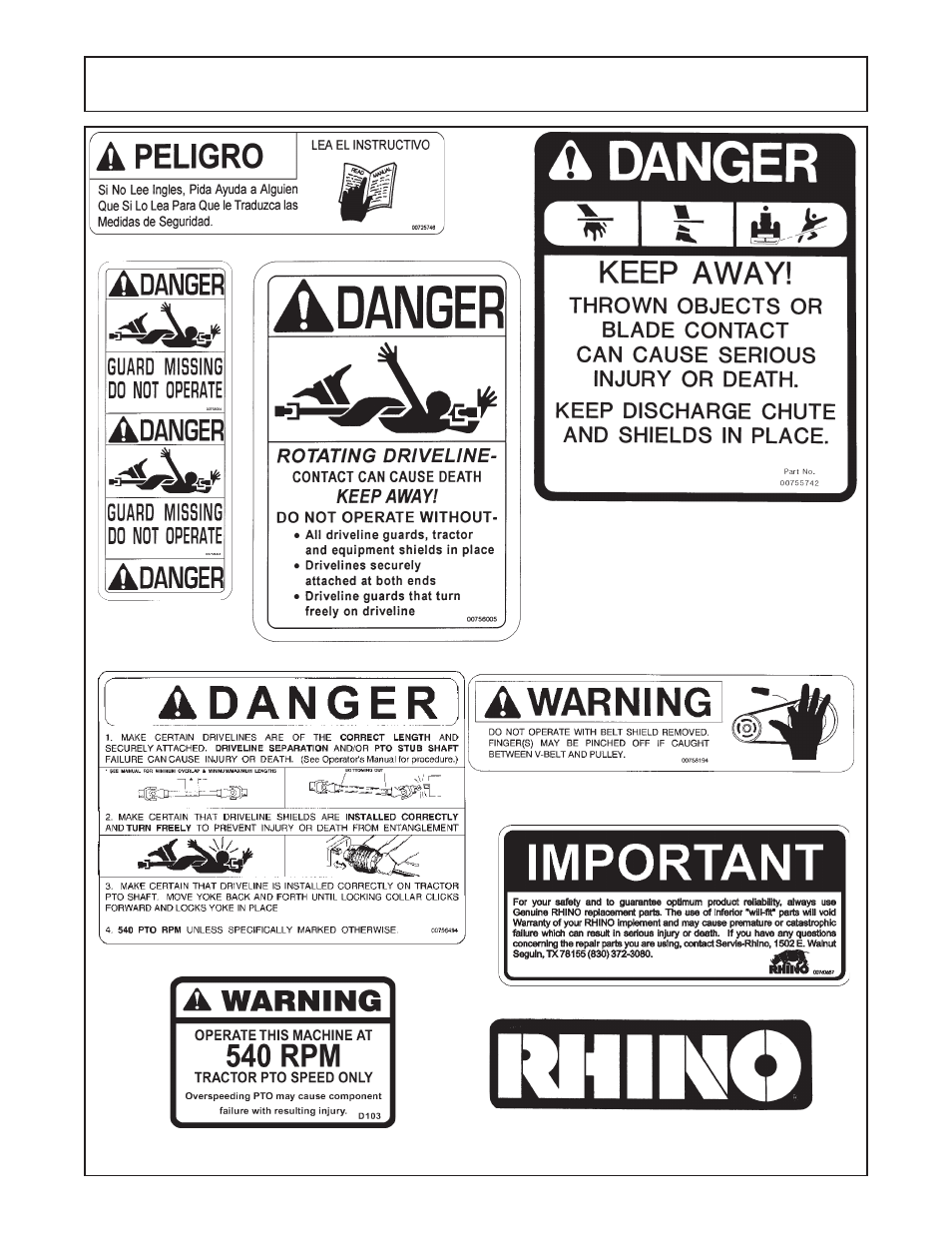 Safety decals -12, Safety | Servis-Rhino FM60/72 User Manual | Page 18 / 100