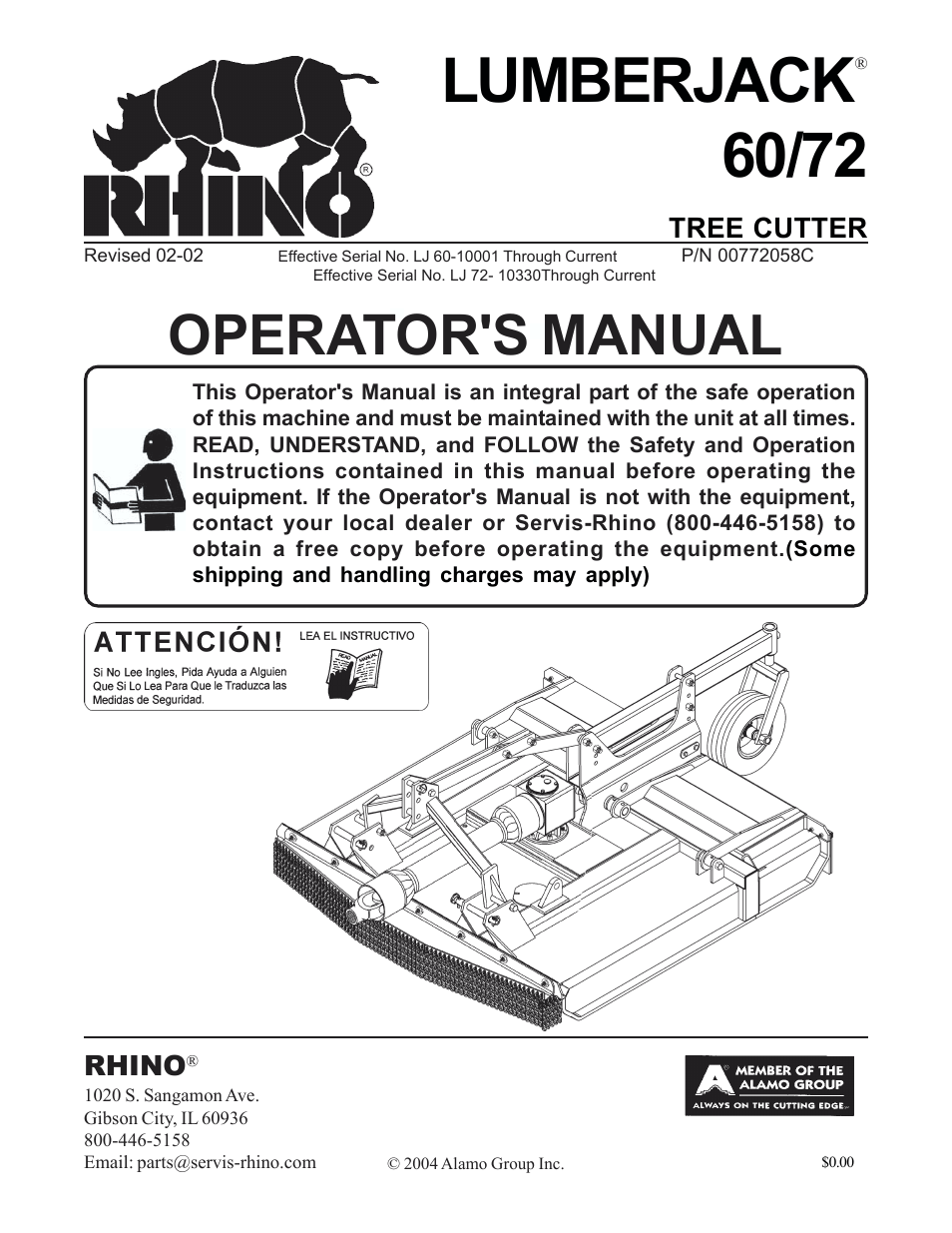 Servis-Rhino LUMBERJACK 60/72 User Manual | 132 pages