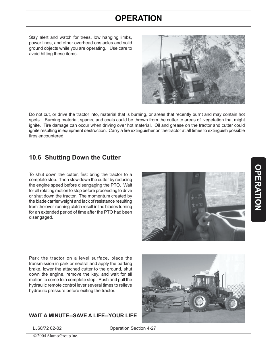 6) shutting down the cutter -27, Operation, Opera tion | Servis-Rhino LUMBERJACK 60/72 User Manual | Page 101 / 132