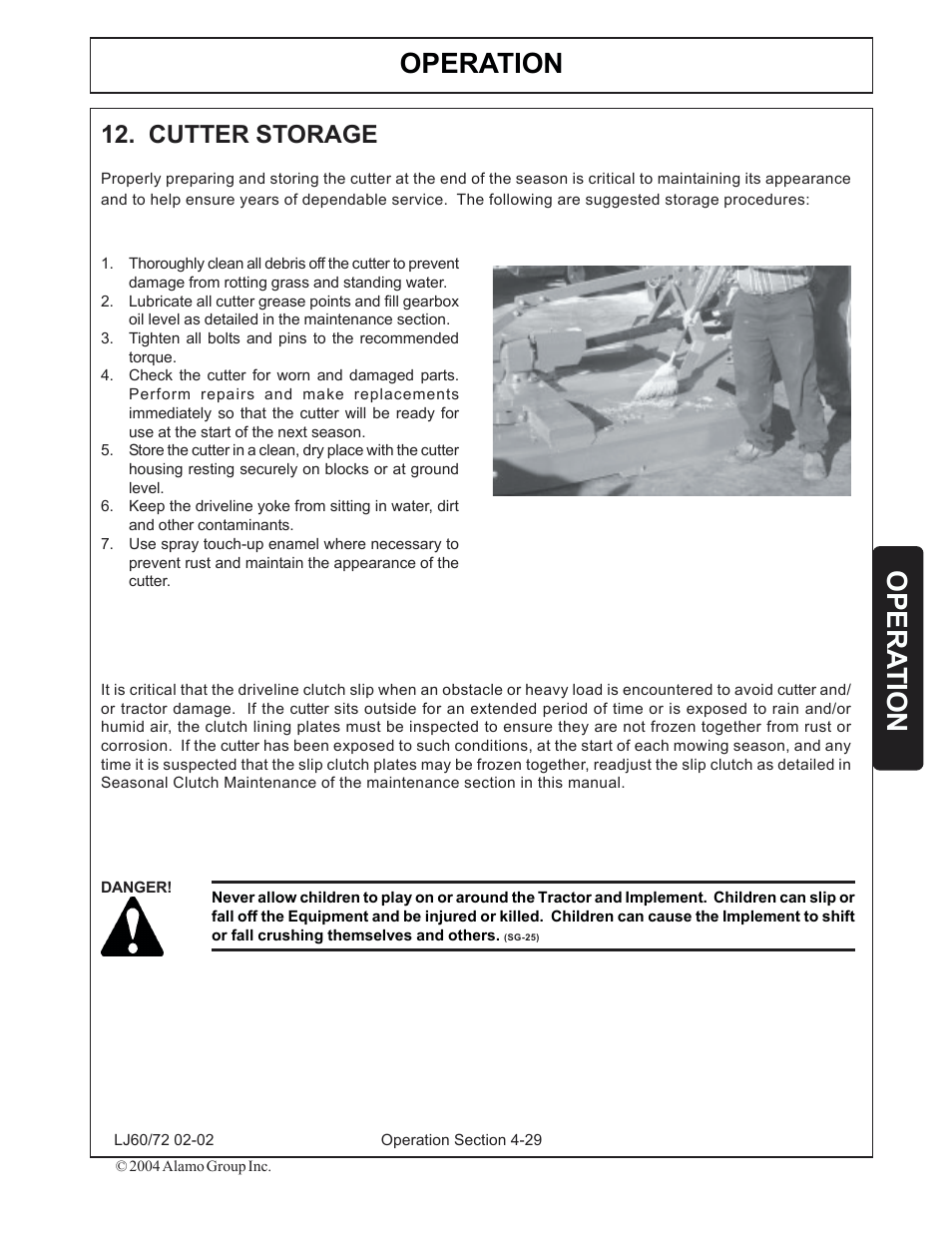 12) cutter storage -29, Operation, Opera tion | Cutter storage | Servis-Rhino LUMBERJACK 60/72 User Manual | Page 103 / 132