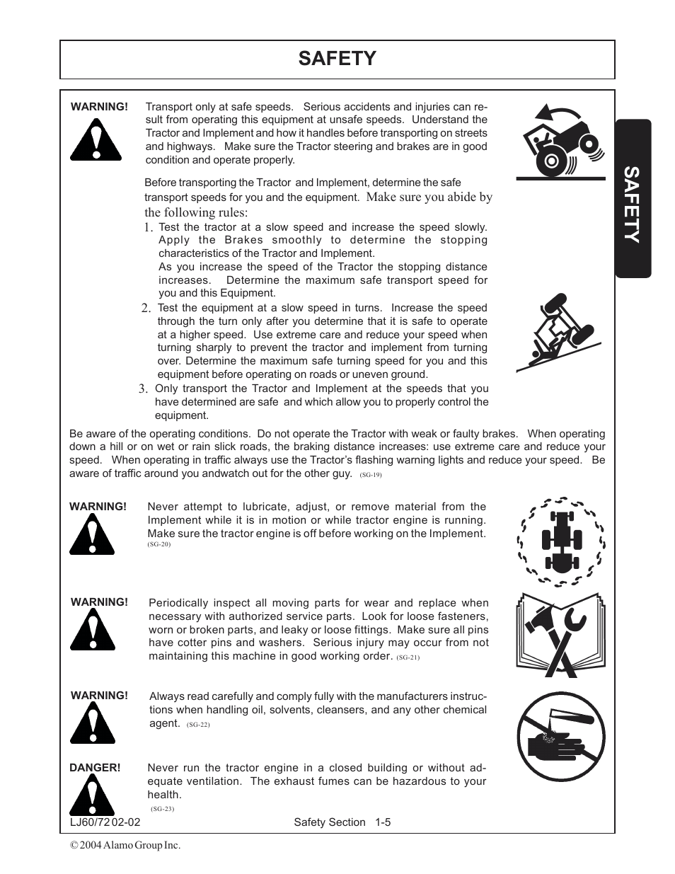 Safety | Servis-Rhino LUMBERJACK 60/72 User Manual | Page 11 / 132