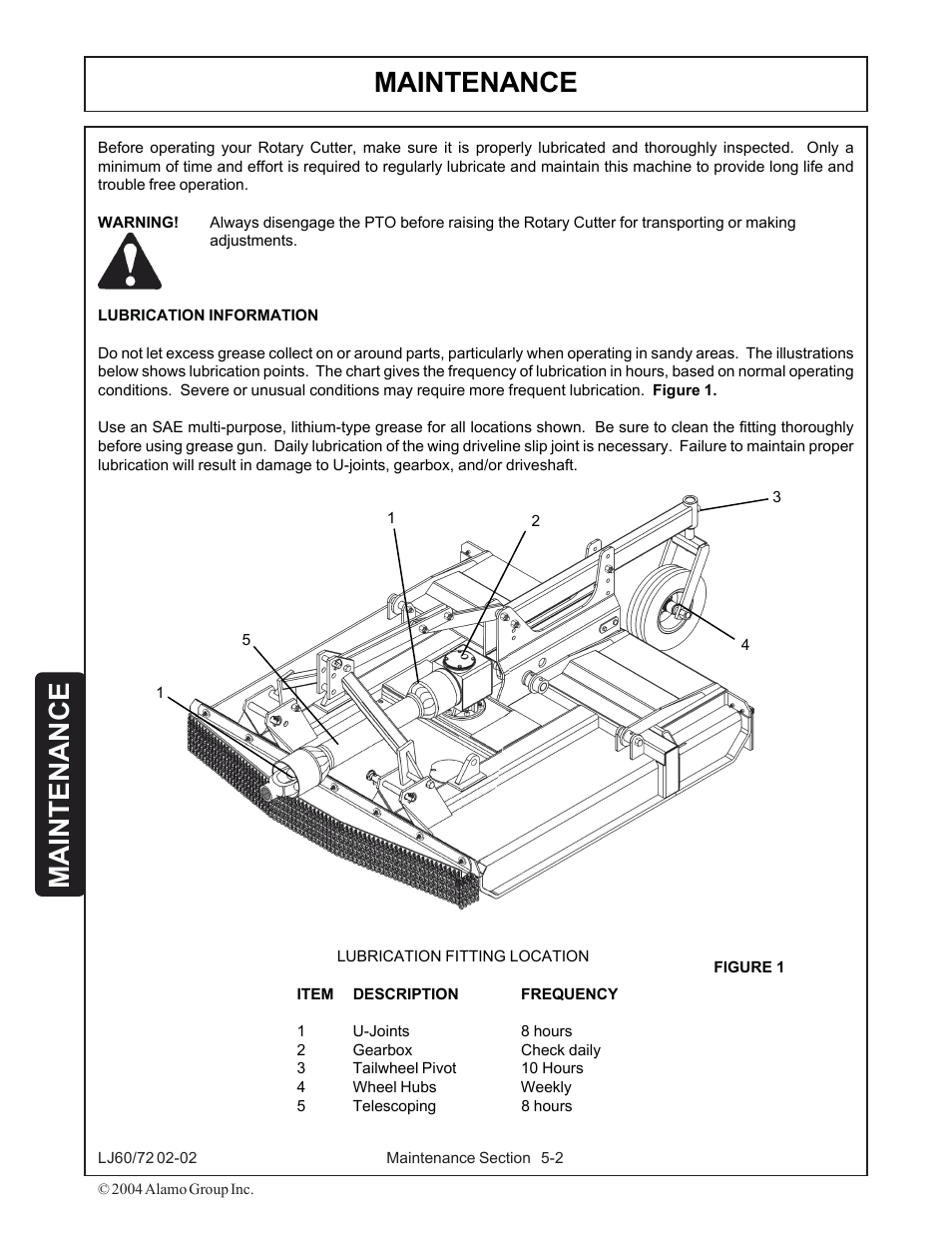 Lubrication -2, Maintenance | Servis-Rhino LUMBERJACK 60/72 User Manual | Page 112 / 132