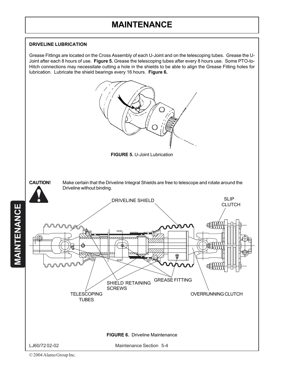 Driveline -4, Maintenance | Servis-Rhino LUMBERJACK 60/72 User Manual | Page 114 / 132