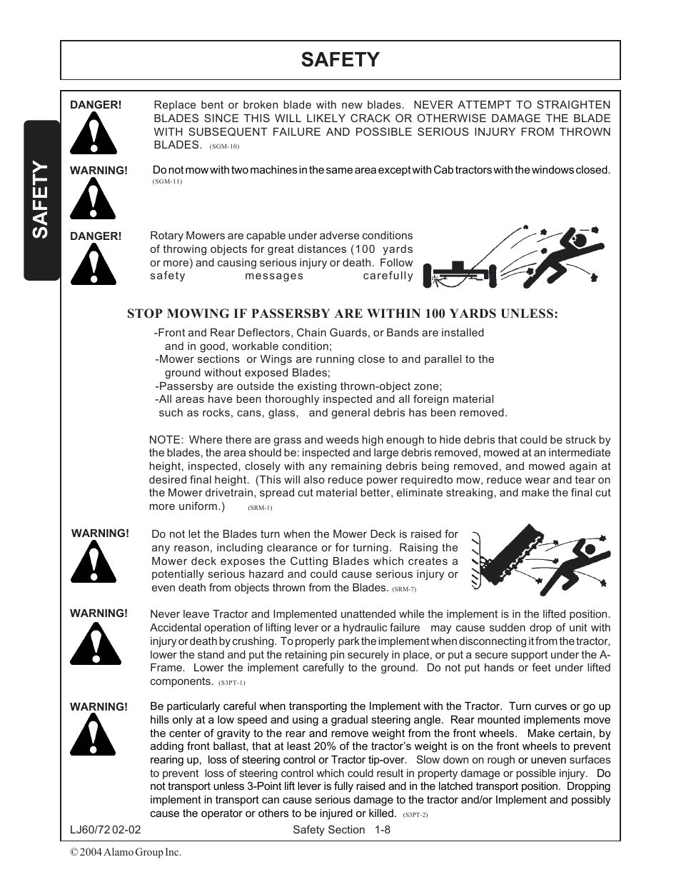 Safety | Servis-Rhino LUMBERJACK 60/72 User Manual | Page 14 / 132