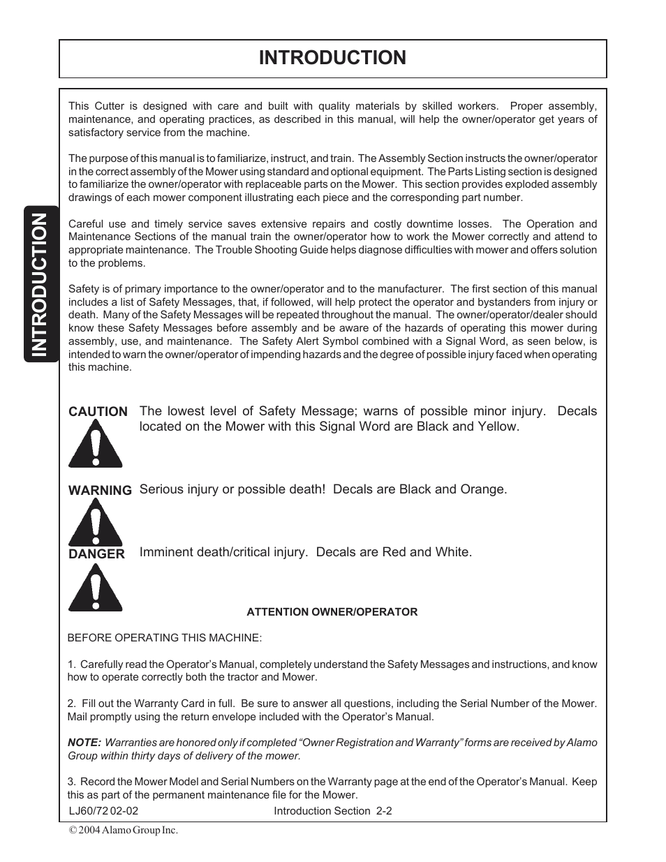 Introduction | Servis-Rhino LUMBERJACK 60/72 User Manual | Page 66 / 132