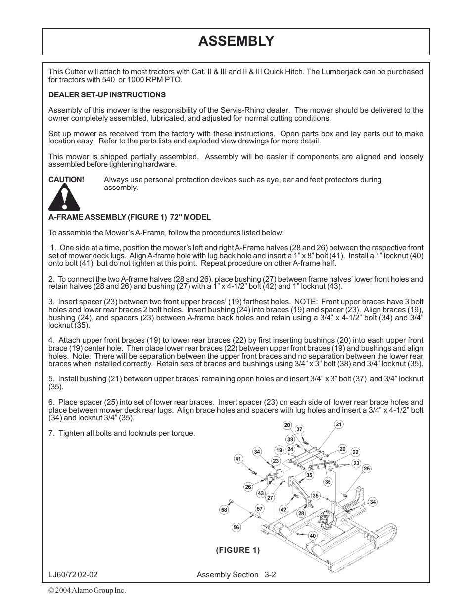 A-frame assembly -2, Assembly | Servis-Rhino LUMBERJACK 60/72 User Manual | Page 70 / 132