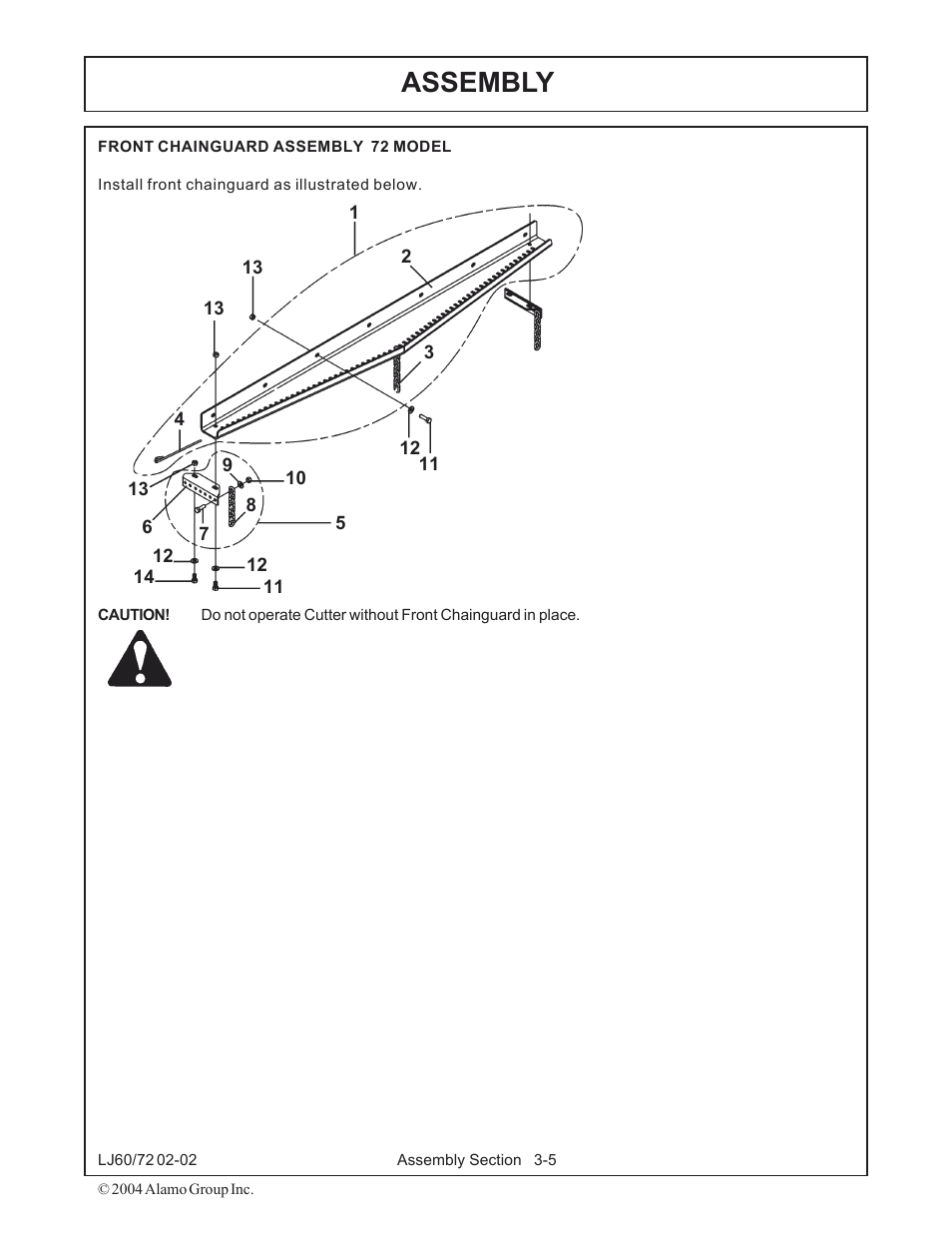 Front chainguard assembly -5, Assembly | Servis-Rhino LUMBERJACK 60/72 User Manual | Page 73 / 132