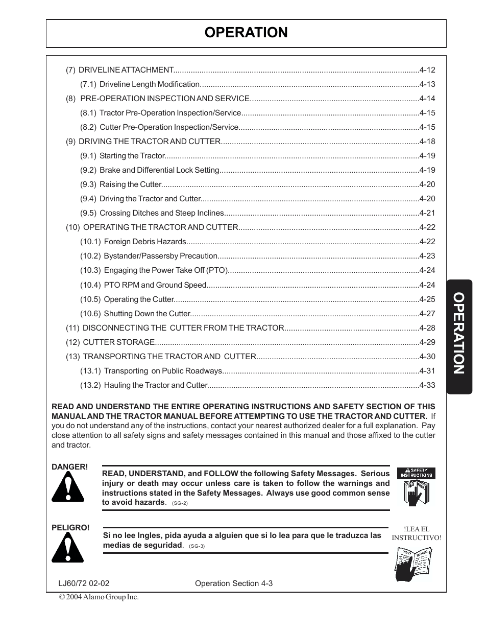 Operation, Opera tion | Servis-Rhino LUMBERJACK 60/72 User Manual | Page 77 / 132