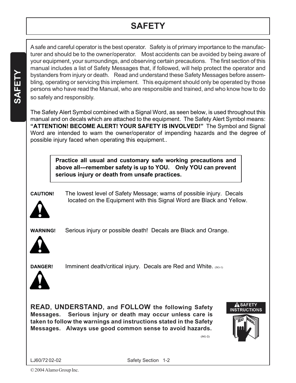 Safety information -2, Safety | Servis-Rhino LUMBERJACK 60/72 User Manual | Page 8 / 132