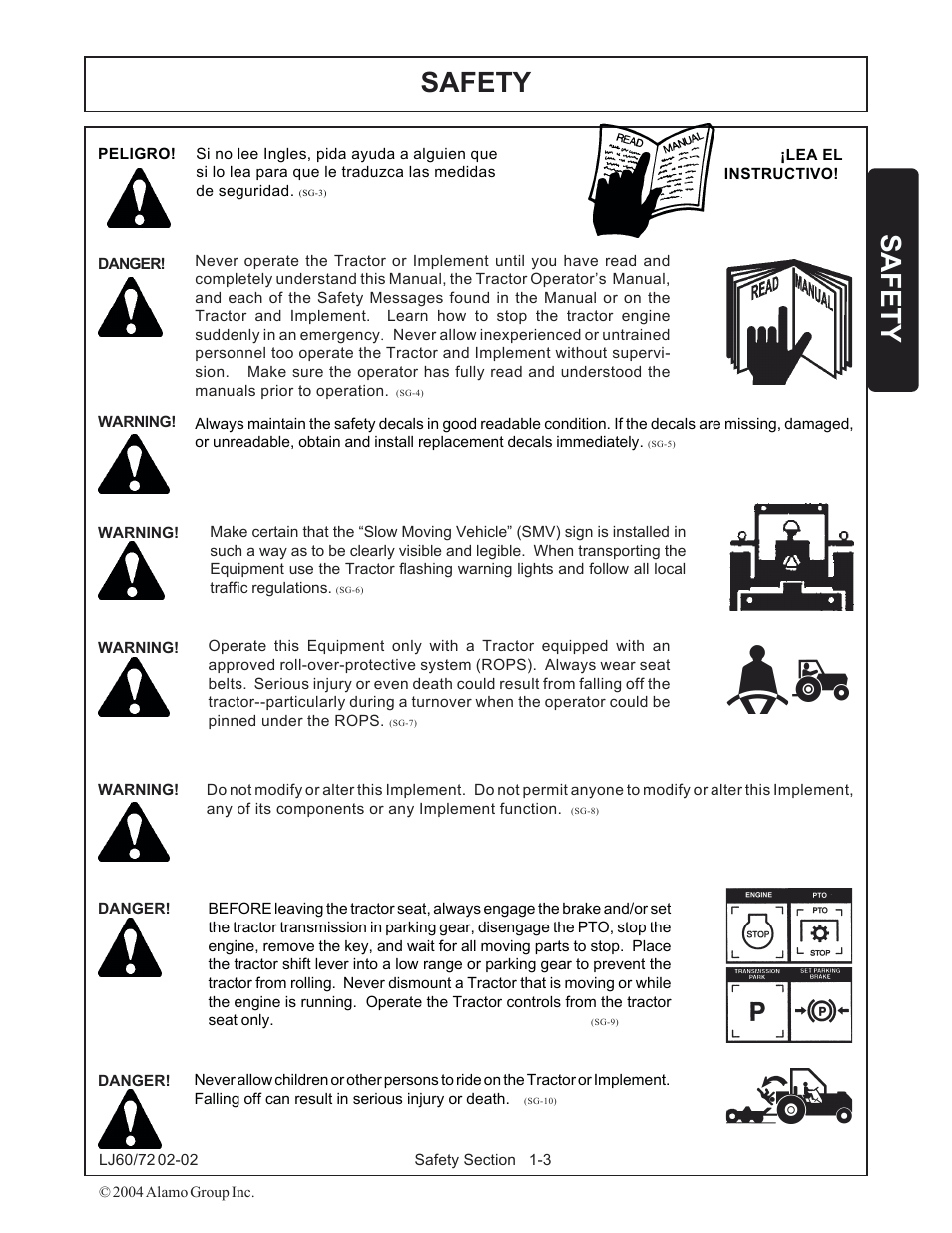 Safety | Servis-Rhino LUMBERJACK 60/72 User Manual | Page 9 / 132