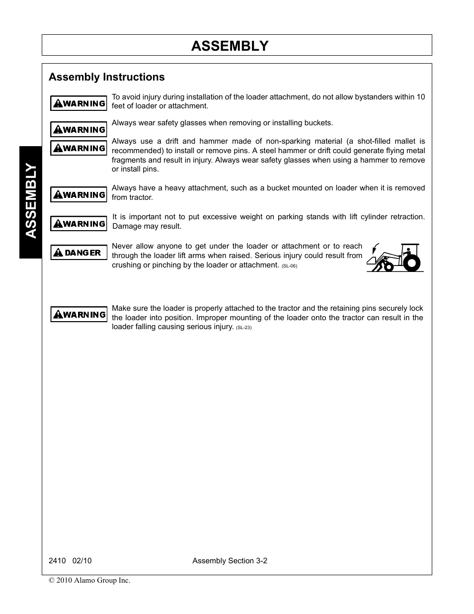 Assembly instructions, Assembly instructions -2, Assembly | Assembl y | Servis-Rhino 2410 User Manual | Page 36 / 108