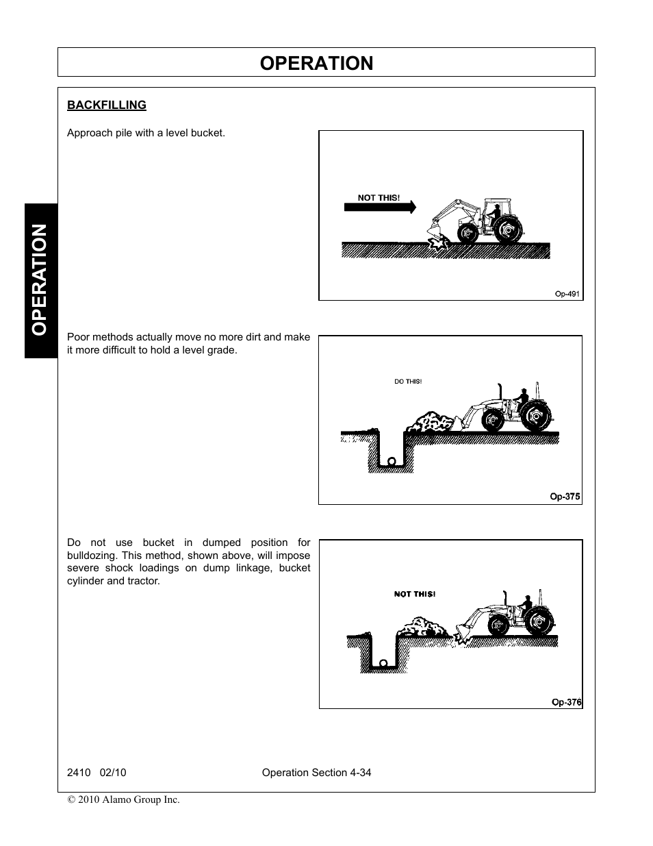 Backfilling, Operation, Opera t ion | Servis-Rhino 2410 User Manual | Page 82 / 108