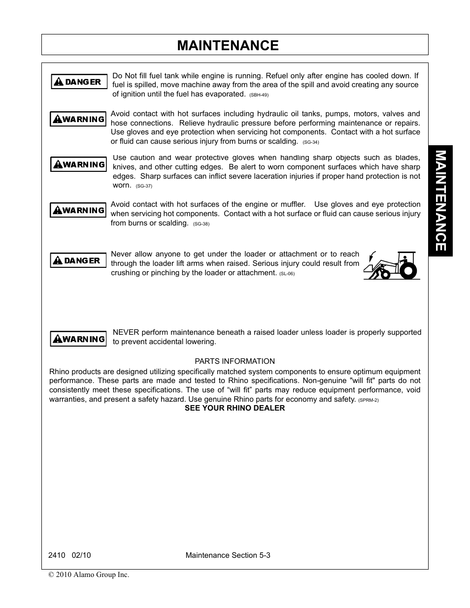 Maintenance | Servis-Rhino 2410 User Manual | Page 95 / 108
