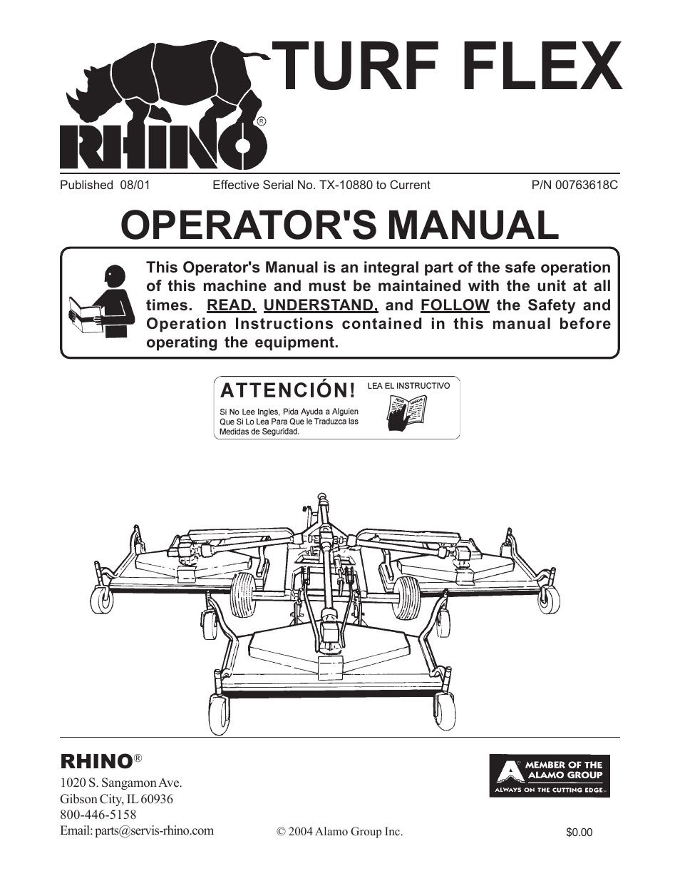 Servis-Rhino TURF FLEX P/N 00763618C User Manual | 114 pages