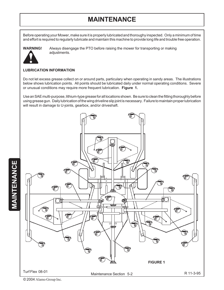 Lubrication information -2, Maintenance | Servis-Rhino TURF FLEX P/N 00763618C User Manual | Page 102 / 114