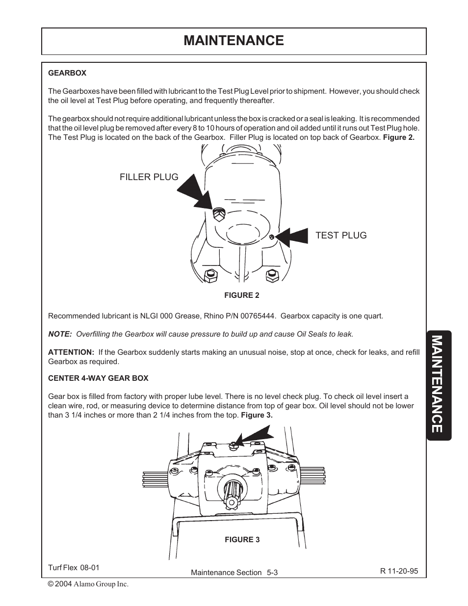 Gearbox -3, Maintenance | Servis-Rhino TURF FLEX P/N 00763618C User Manual | Page 103 / 114