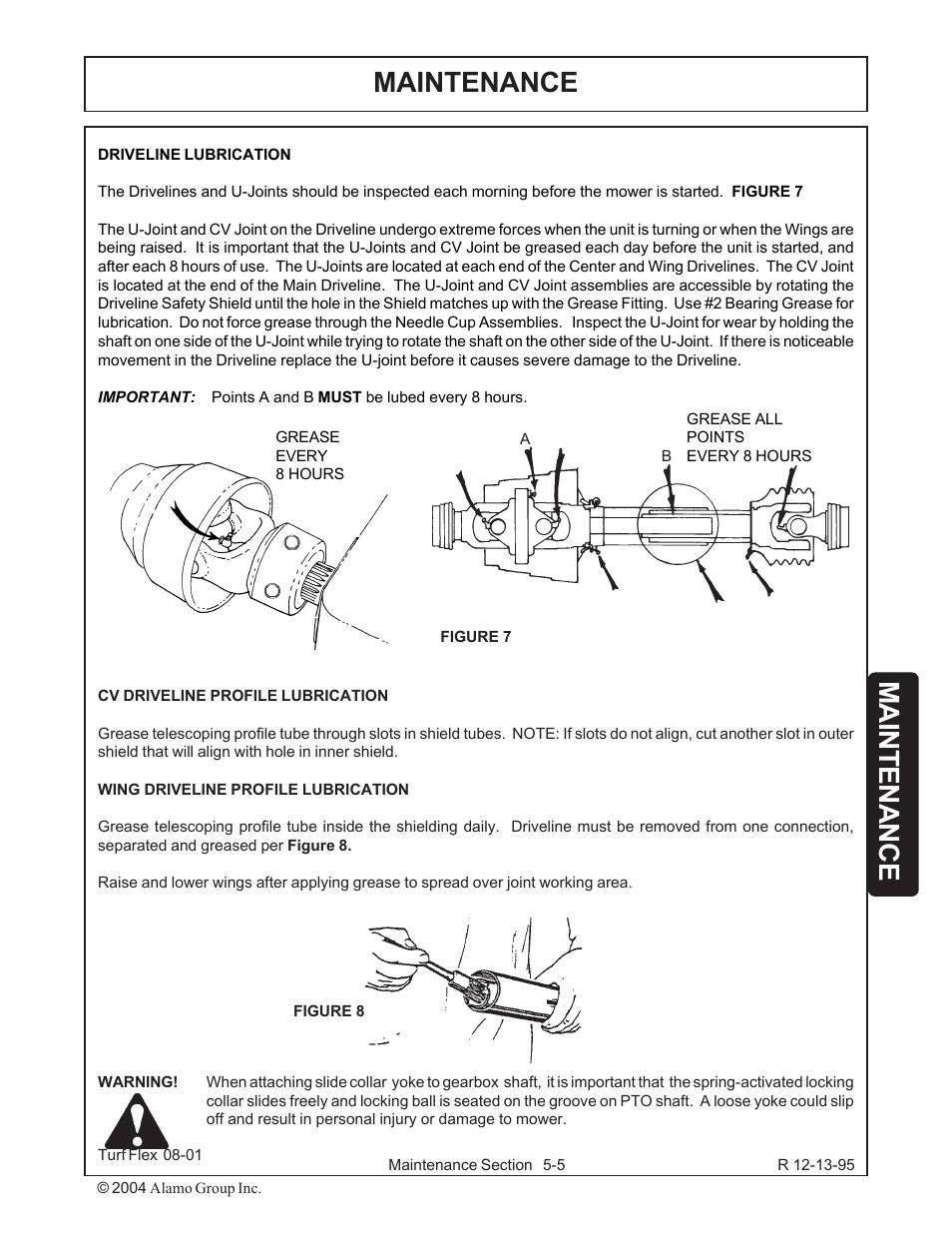 Driveline lubrication -5, Maintenance | Servis-Rhino TURF FLEX P/N 00763618C User Manual | Page 105 / 114