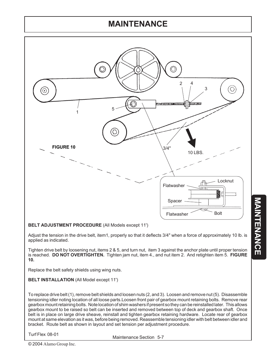 Belt adjustment procedure -7, Maintenance | Servis-Rhino TURF FLEX P/N 00763618C User Manual | Page 107 / 114