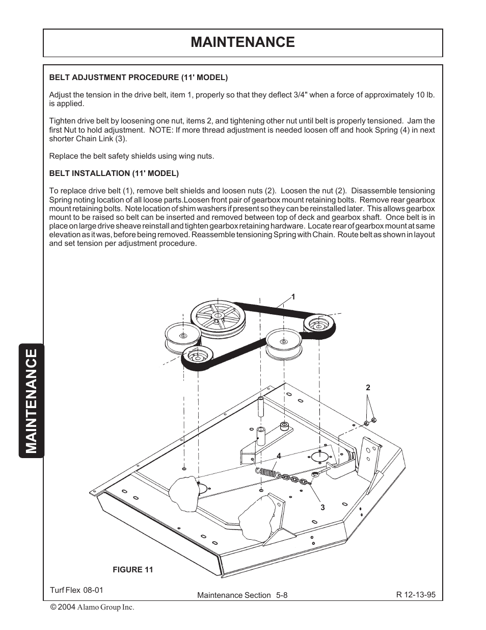 Belt installation -8, Maintenance | Servis-Rhino TURF FLEX P/N 00763618C User Manual | Page 108 / 114