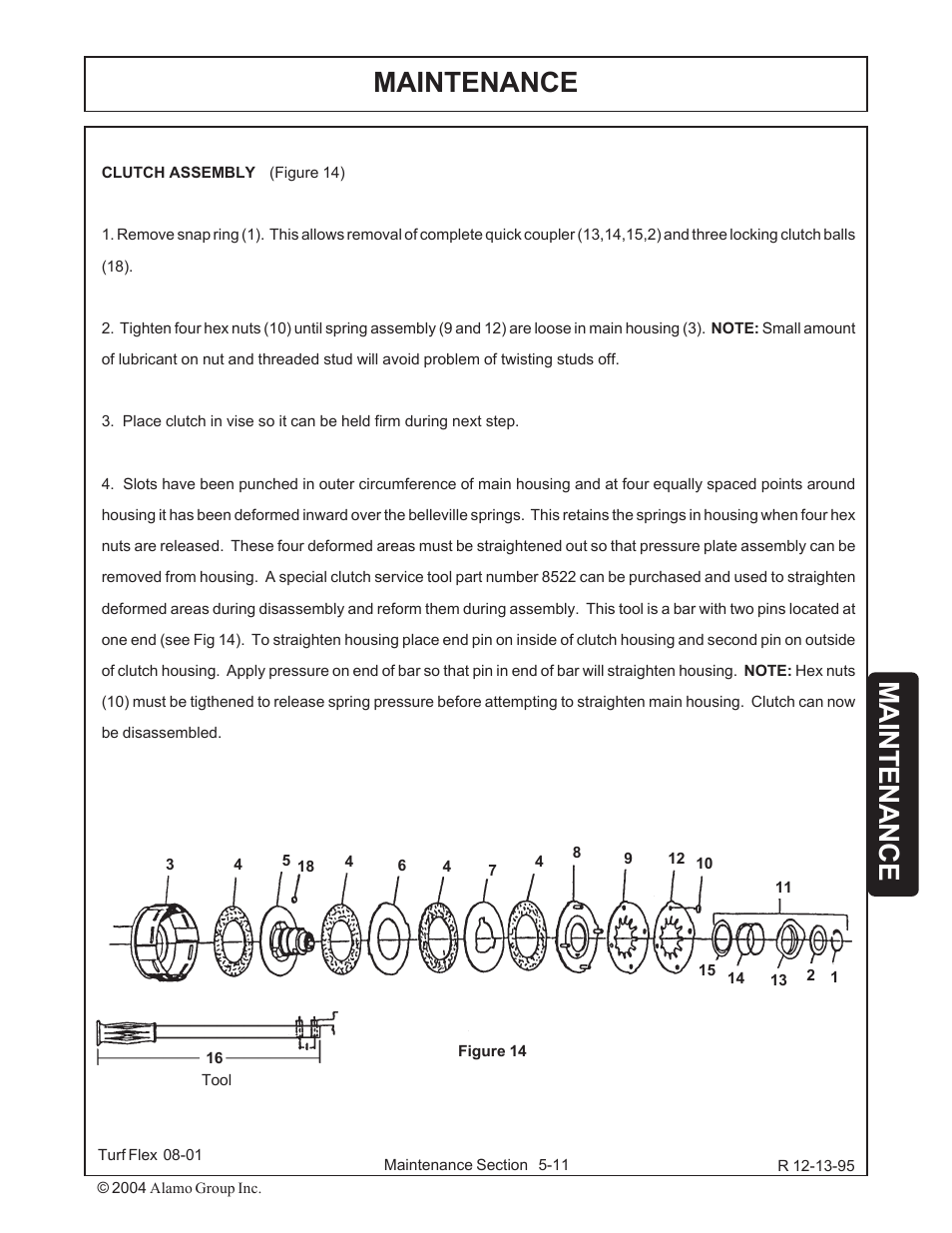 Clutch assembly -11, Maintenance | Servis-Rhino TURF FLEX P/N 00763618C User Manual | Page 111 / 114