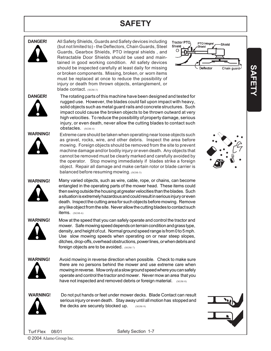 Safety, Safetysafety | Servis-Rhino TURF FLEX P/N 00763618C User Manual | Page 13 / 114