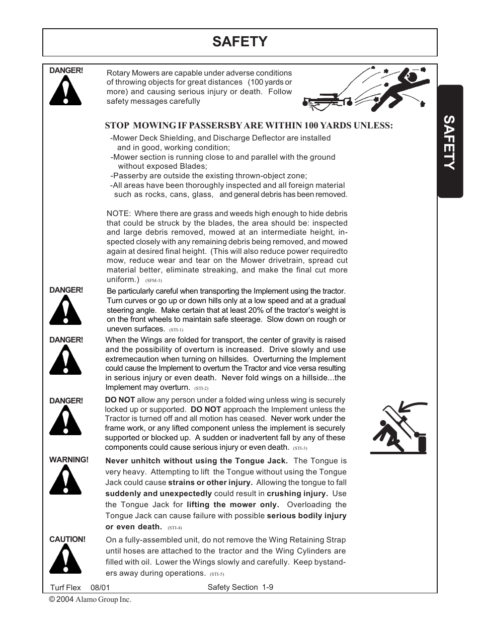 Safety, Safetysafety | Servis-Rhino TURF FLEX P/N 00763618C User Manual | Page 15 / 114