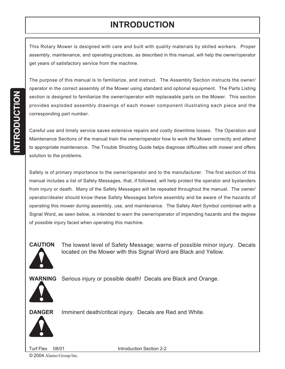 Introduction | Servis-Rhino TURF FLEX P/N 00763618C User Manual | Page 72 / 114