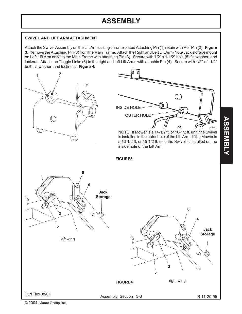 Swivel & lift arm attachment -3, Assembly, Assembl y | Servis-Rhino TURF FLEX P/N 00763618C User Manual | Page 77 / 114