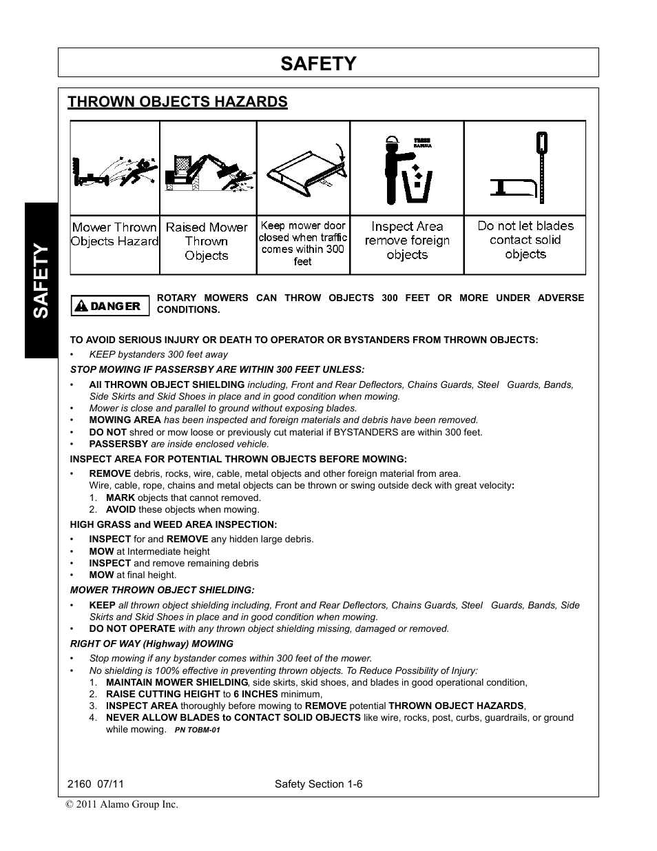 Thrown objects hazards, Mark objects that cannot removed, Avoid these objects when mowing | Safety | Servis-Rhino BOOM ROTARY MOWER 2160 User Manual | Page 14 / 204