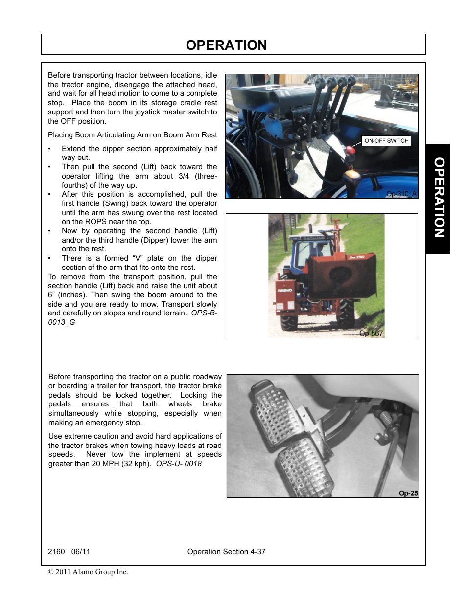 Operation, Opera t ion | Servis-Rhino BOOM ROTARY MOWER 2160 User Manual | Page 147 / 204