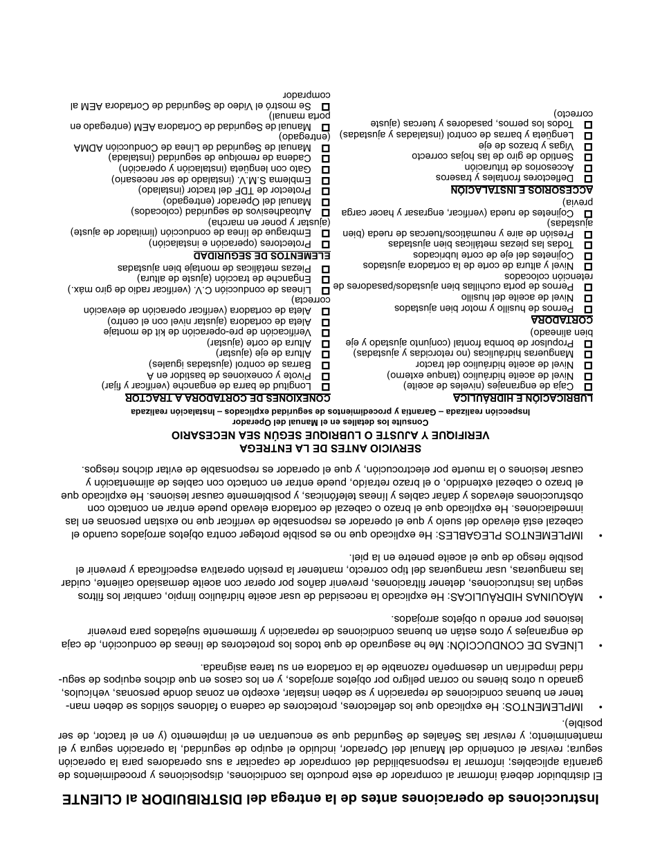 Lubricación e hidráulica, Cortadora, Accesorios e instalación | Conexiones de cortadora a tractor, Elementos de seguridad | Servis-Rhino BOOM ROTARY MOWER 2160 User Manual | Page 200 / 204