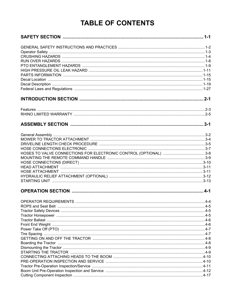 Servis-Rhino BOOM ROTARY MOWER 2160 User Manual | Page 7 / 204