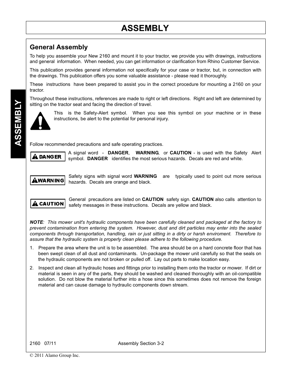 General assembly, General assembly -2, Assembly | Assembl y | Servis-Rhino BOOM ROTARY MOWER 2160 User Manual | Page 96 / 204