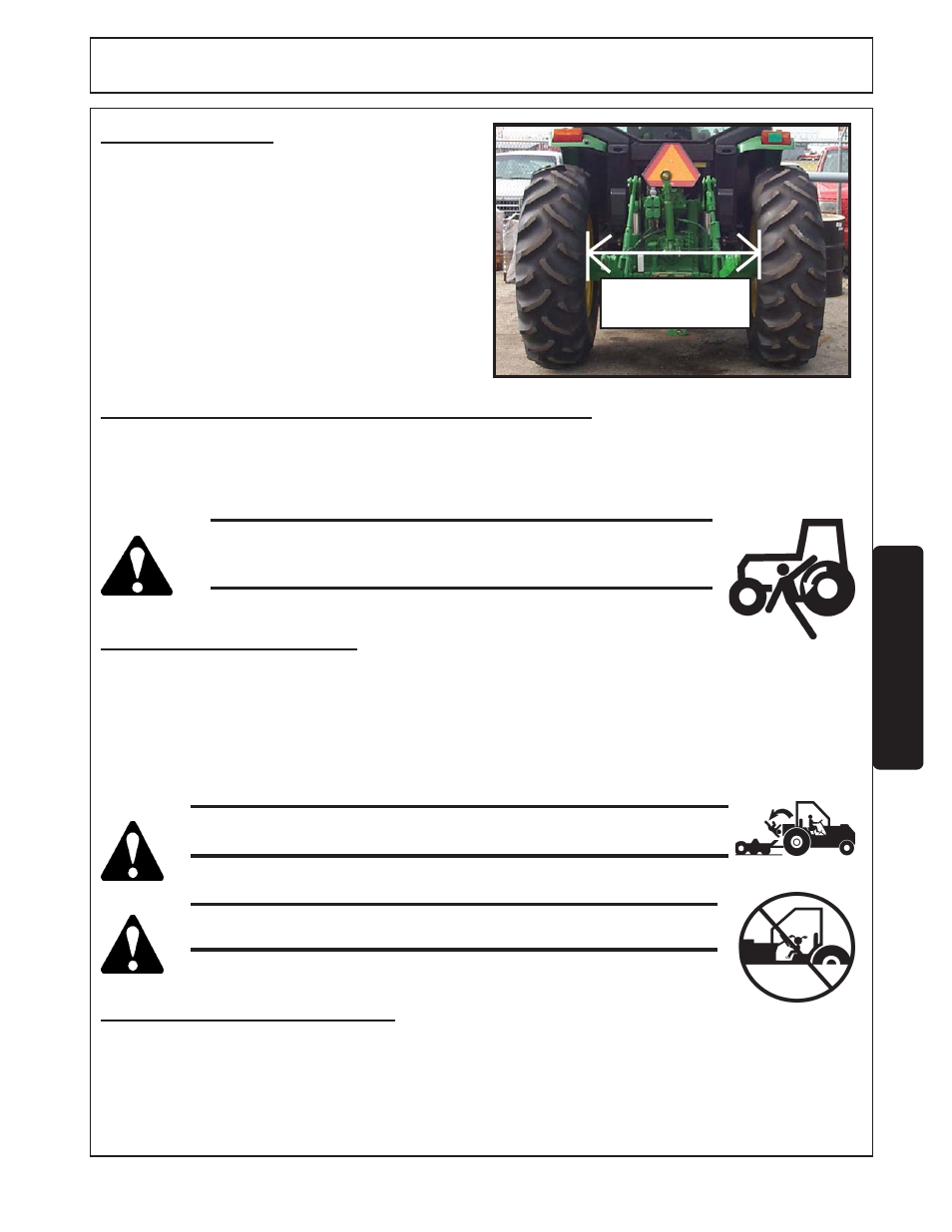 8) tire spacing -9, 3) getting on and off the tractor -9, 1) boarding the tractor -9 | 2) dismounting the tractor -9, Operation, Getting on and off the tractor, 1 boarding the tractor, 2 dismounting the tractor, 8 tire spacing | Servis-Rhino SR15M User Manual | Page 93 / 152