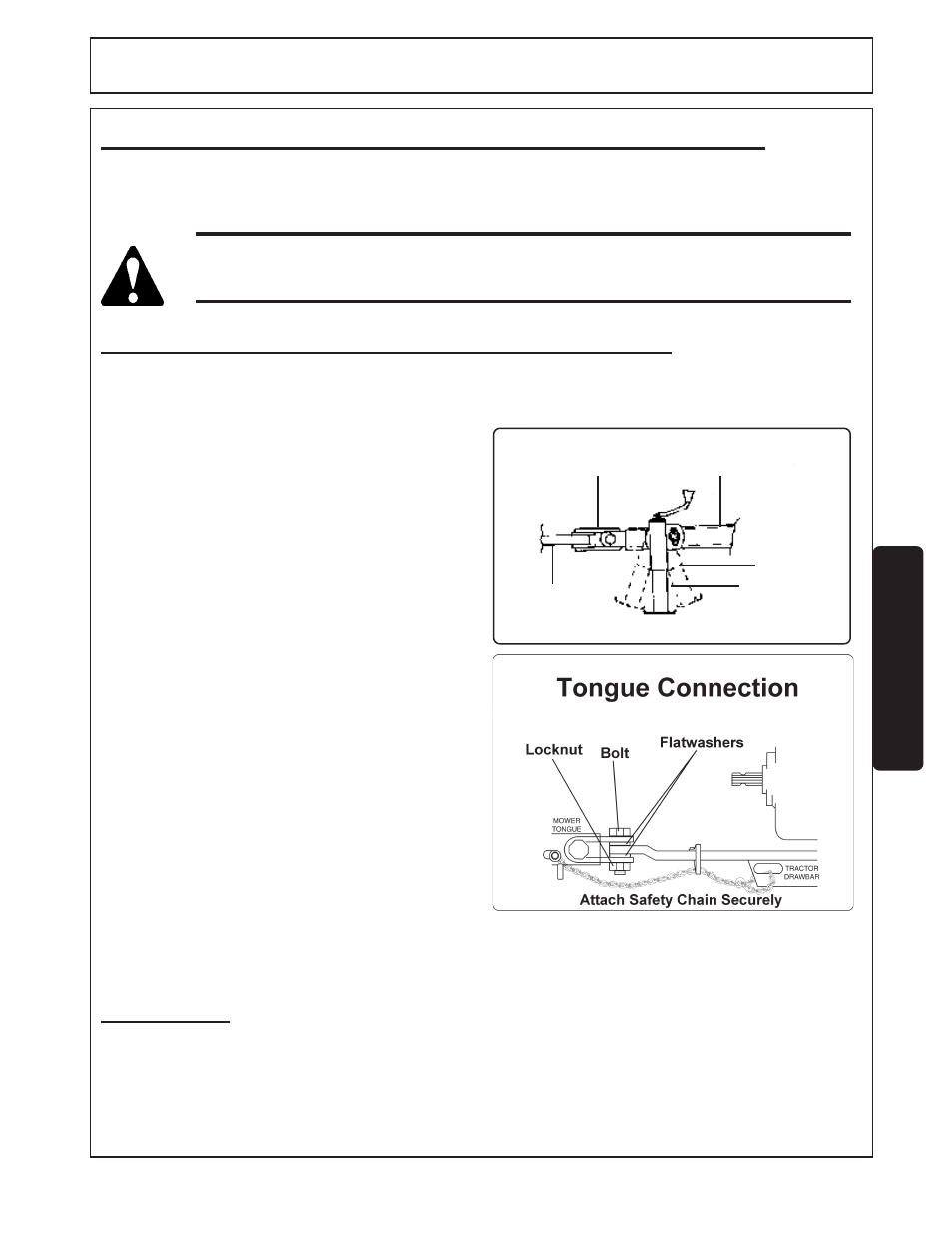 5) connecting the mower to the tractor -11, 1) connecting the mower tongue to the tractor -11, Operation | Connecting the mower to the tractor, 1 connecting the mower tongue to the tractor | Servis-Rhino SR15M User Manual | Page 95 / 152