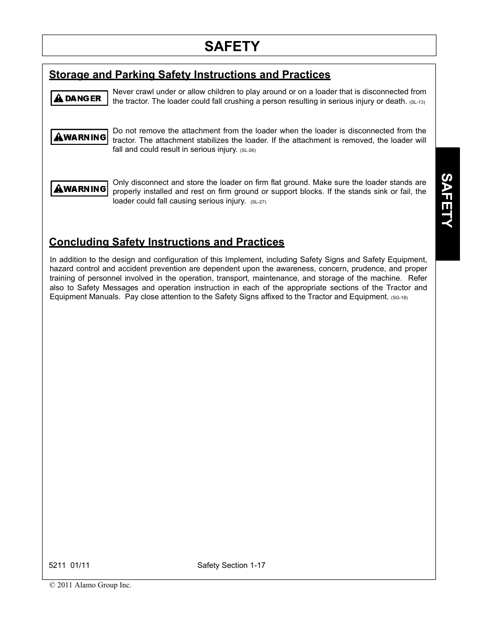 Concluding safety instructions and practices, Safety | Servis-Rhino 5211 User Manual | Page 21 / 108
