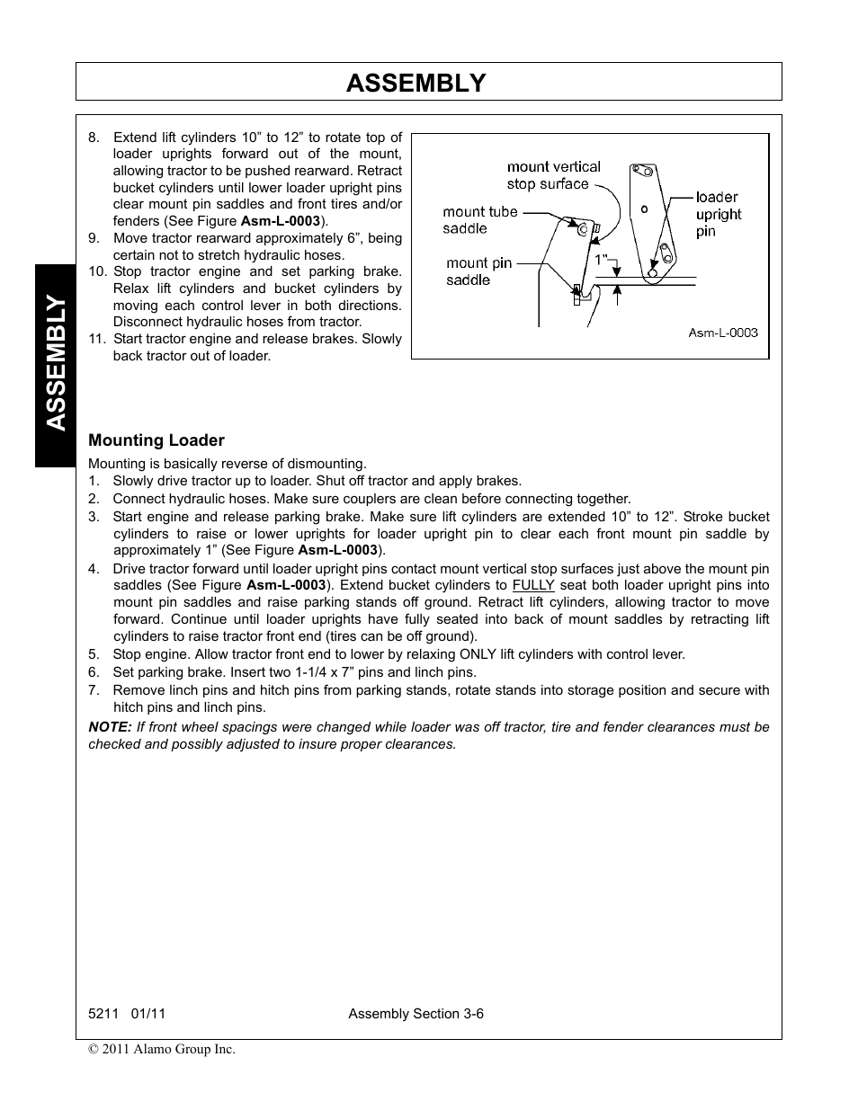 Mounting loader, Mounting loader -6, Assembly | Assembl y | Servis-Rhino 5211 User Manual | Page 42 / 108